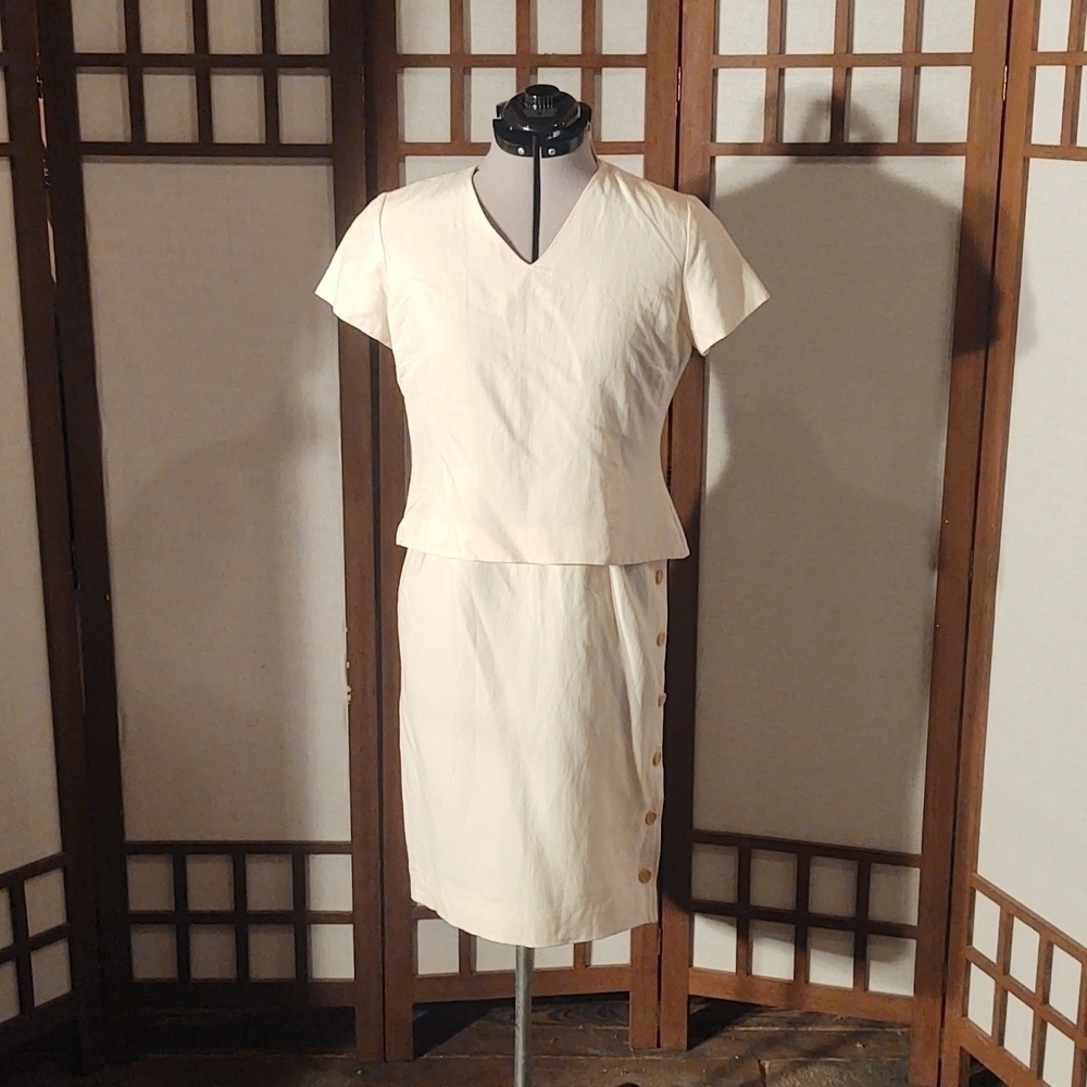 Jones New York White Silk/Linen Dress Sz 10P